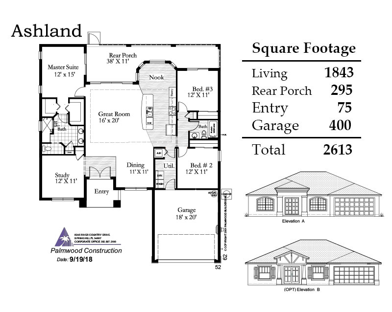 Ashland 3 Bedroom Floorplan and Square Footage